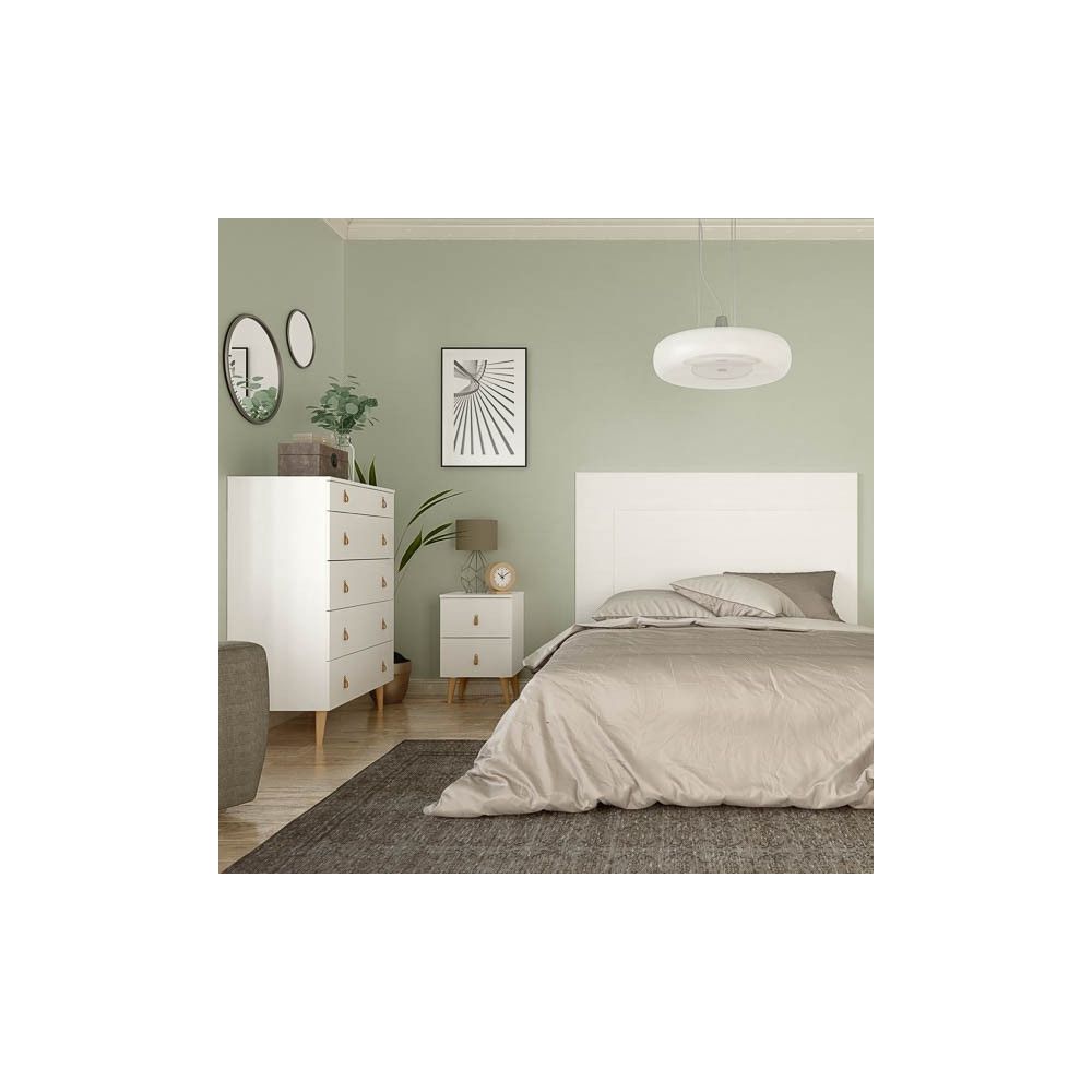 Cómoda con 5 Cajones, para Dormitorio, Acabado en Color Blanco, Medidas: 80 cm (Ancho) x 120 cm (Alto) x 48 cm (Fondo)