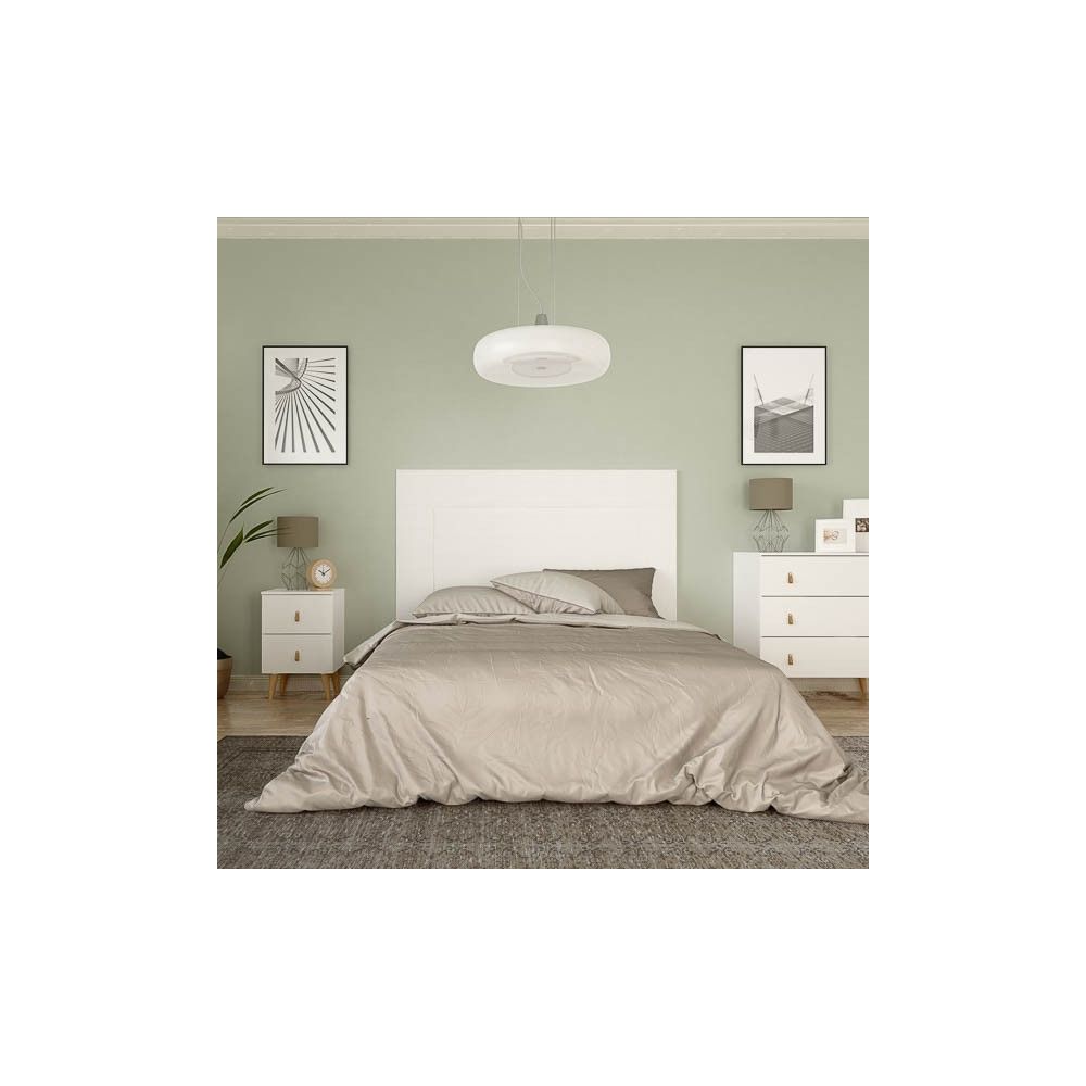 Cabezal para Cama de Matrimonio con patas, Color Blanco, Medidas: 160 cm (Ancho) x 130 cm (Alto) x 2,5 cm (Fondo)