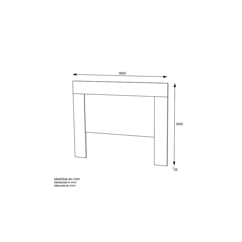 Cabezal para Cama de Matrimonio con patas, Color Blanco, Medidas: 160 cm (Ancho) x 130 cm (Alto) x 2,5 cm (Fondo)