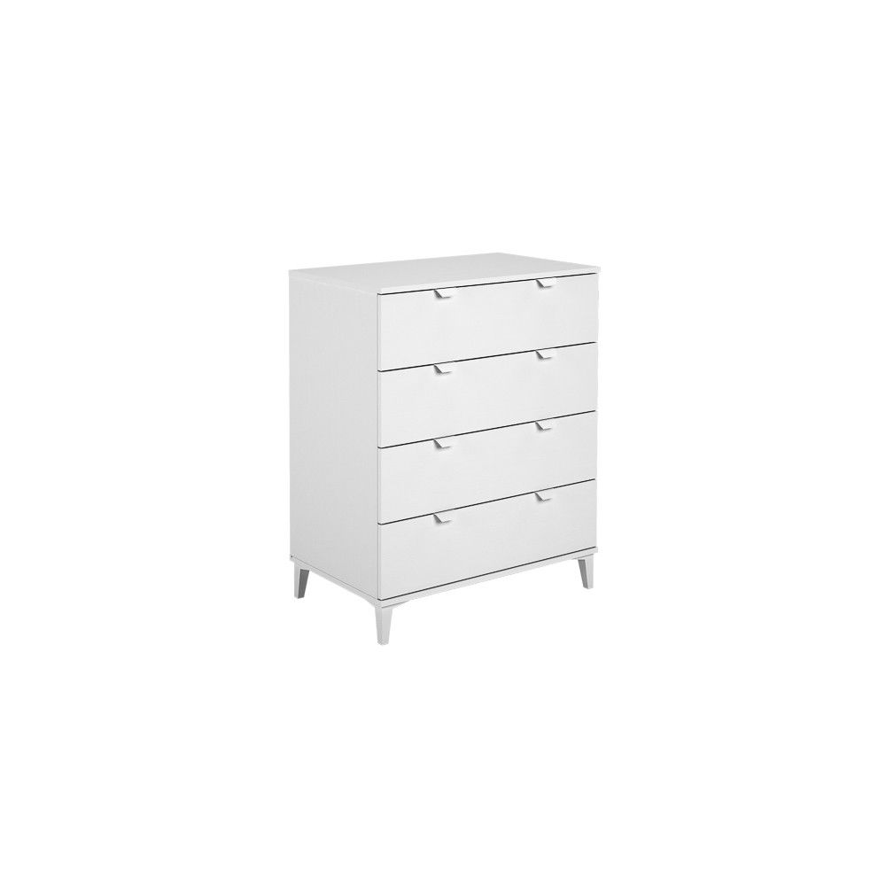 Cómoda con 4 Cajones, para Dormitorio, Acabado en Color Blanco, Medidas: 80 cm (Ancho) x 98 cm (Alto) x 48 cm (Fondo)