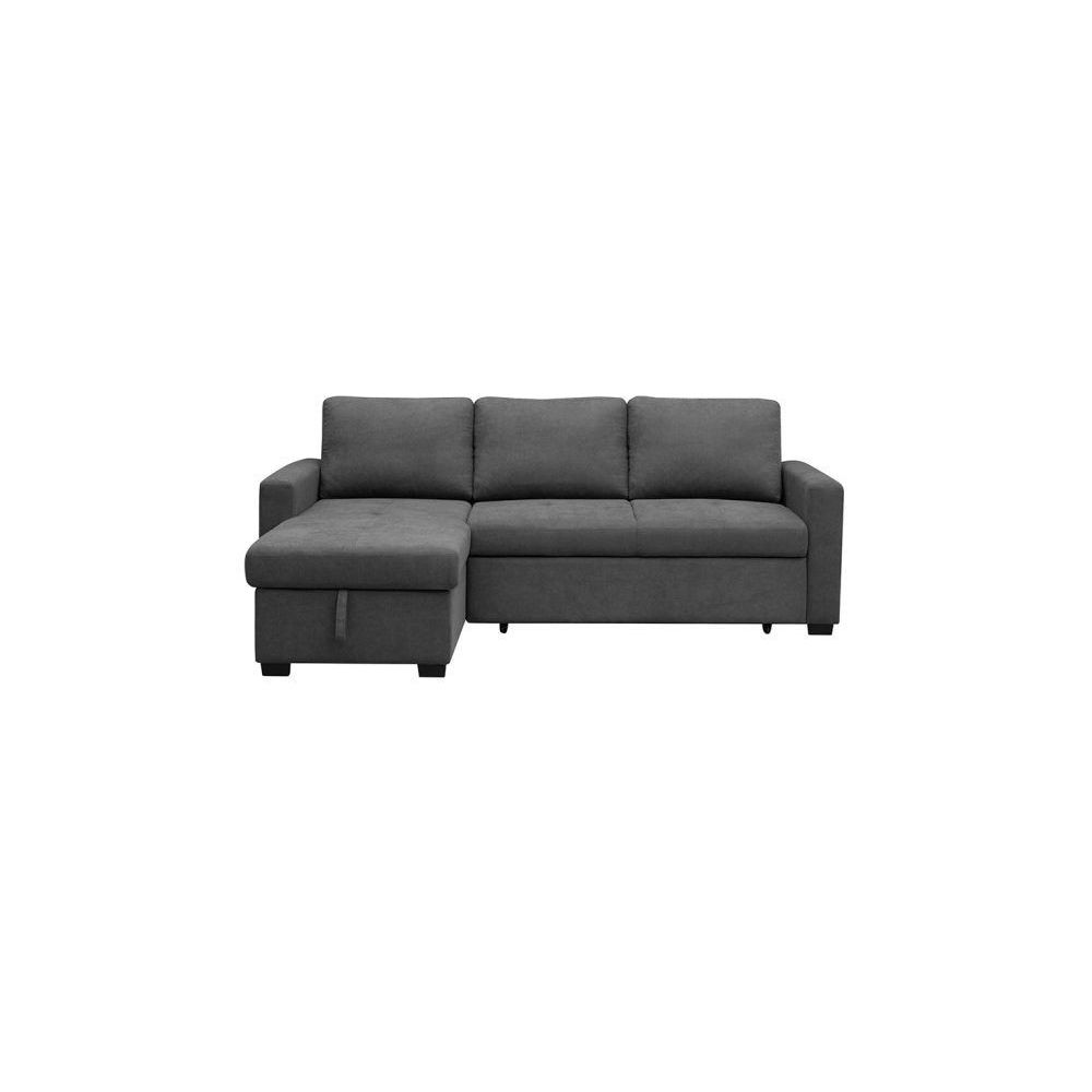 Sofá Cama 3 Plazas Reversible con Chaiselongue y Almacenaje, Tapizado en Tela Gris, 229x93x153 cm