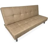Sofá Cama 3 Plazas de Diseño Moderno, Estructura de Madera, Tapizado Color Piedra, 188x88x88 cm