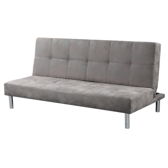 Sofá Cama 3 Plazas de Diseño Moderno, Estructura de Madera, Tapizado Color Cemento, 188x88x88 cm