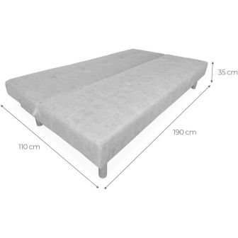 Sofá Cama 3 Plazas de Diseño Moderno, Estructura de Madera, Tapizado Color Cemento, 188x88x88 cm