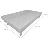 Sofá Cama 3 Plazas de Diseño Moderno, Estructura de Madera, Tapizado Color Cemento, 188x88x88 cm