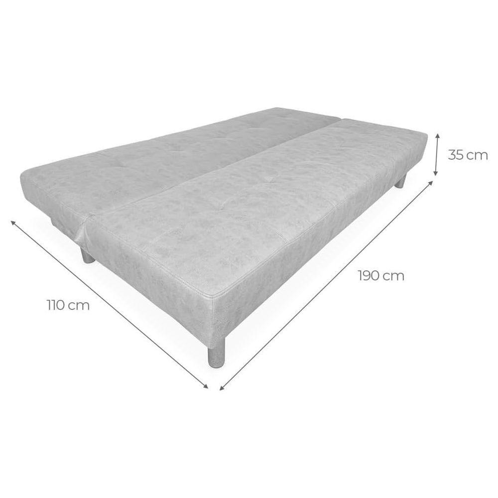 Sofá Cama 3 Plazas de Diseño Moderno, Estructura de Madera, Tapizado Color Piedra, 188x88x88 cm