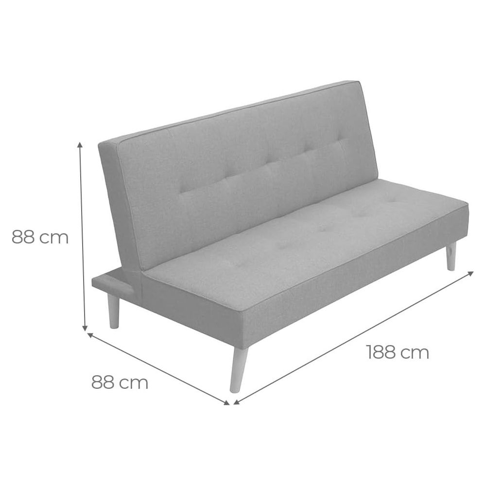 Sofá Cama Clic Clac 3 Plazas Tipo Libro, Color Gris, Diseño Moderno, 188x88x88 cm