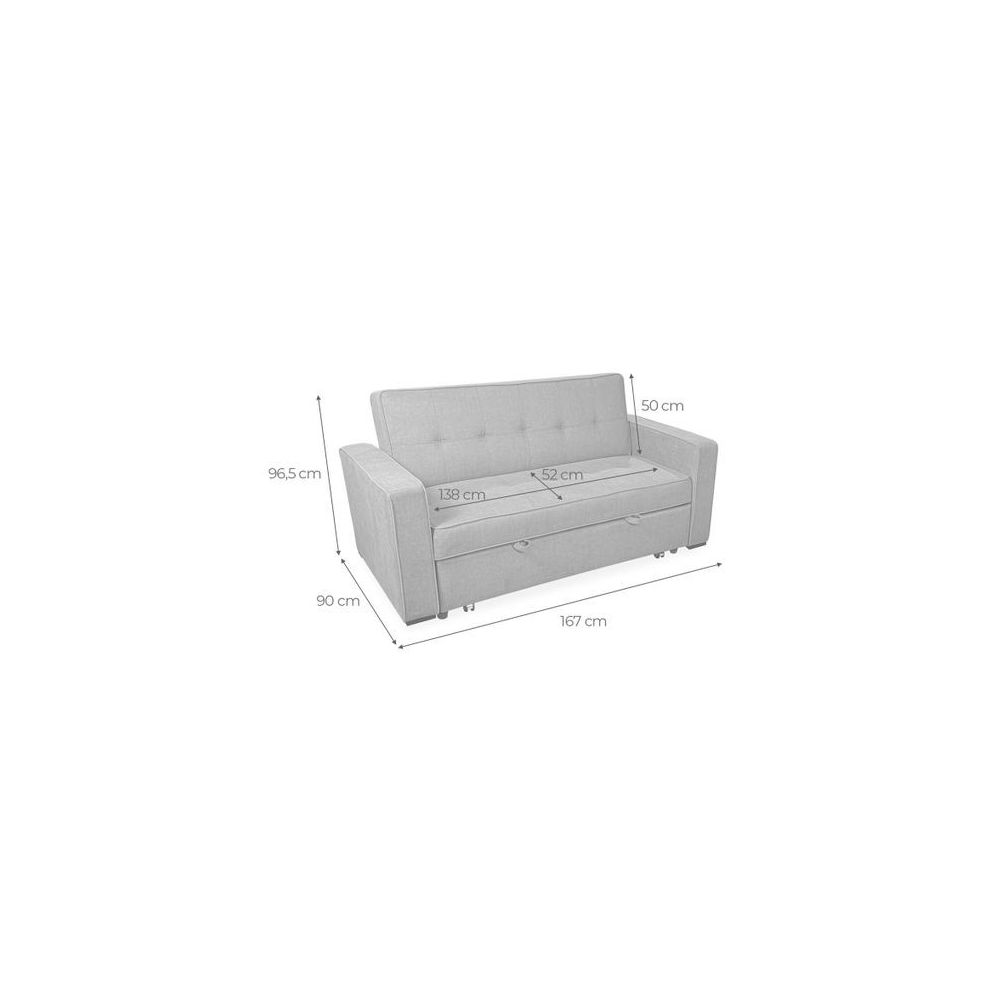 Sofá Cama 2 Plazas con Reposabrazos, Diseño Moderno y Elegante, Color Gris, 167x90x96,5 cm