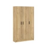 Mueble multiusos Armario Auxiliar Color Mauvella– 3 Puertas, 4 Baldas y Espacio para Escoba, Madera, Dimensiones 108x180x35 cm.