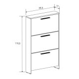 Zapatero con 3 Puertas, Mueble para Zapatos Estrecho en Color Mauvella, Medidas: 115 cm (Alto) x 68,5 cm (Ancho) x 17 cm (Fondo)
