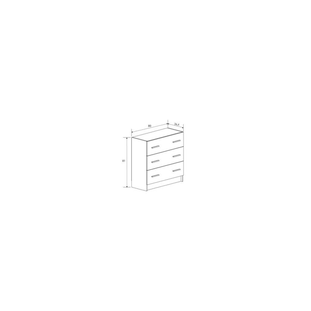 Cómoda de 3 Cajones para Dormitorio, Cajonera Dormitorio, Acabado en Beige y Negro, 80 cm (Lar) x 81 cm (Al) x 34,4 cm (Fon)