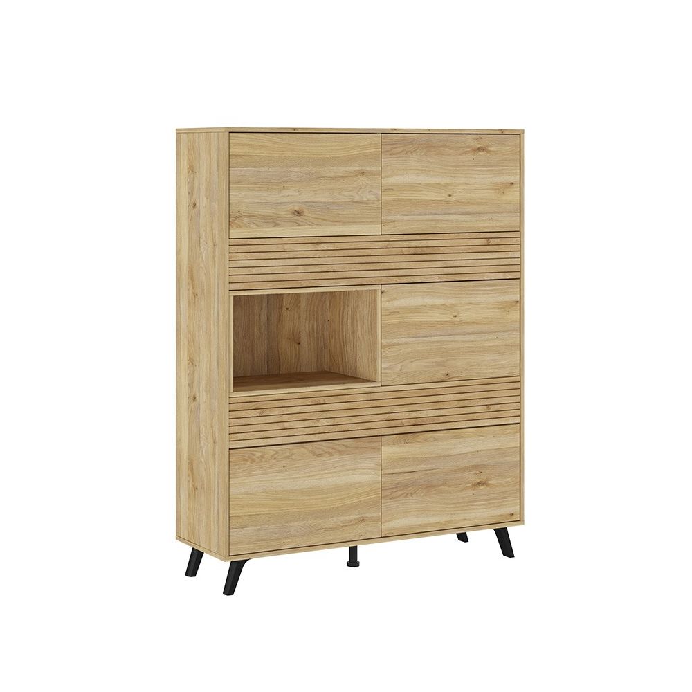Mueble Vitrina para Salón o Comedor, Mueble de salón, Aparador cocina, Mauvella-rayas, 120 cm (Anc) x 156 cm (Al) x 40 cm (Fon)