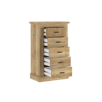 Sinfonier 5 Cajones, Cómoda Dormitorio, Acabado en Mauvella Rayas / 66 cm (Largo) x 107 cm (Alto) x 39,6 cm de (Fondo)