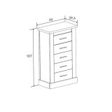 Pack de Muebles de Dormitorio Habitación con Cabecero, 2 Mesitas de Noche 3 Cajones y Sinfonier en Color Mauvella Rayas