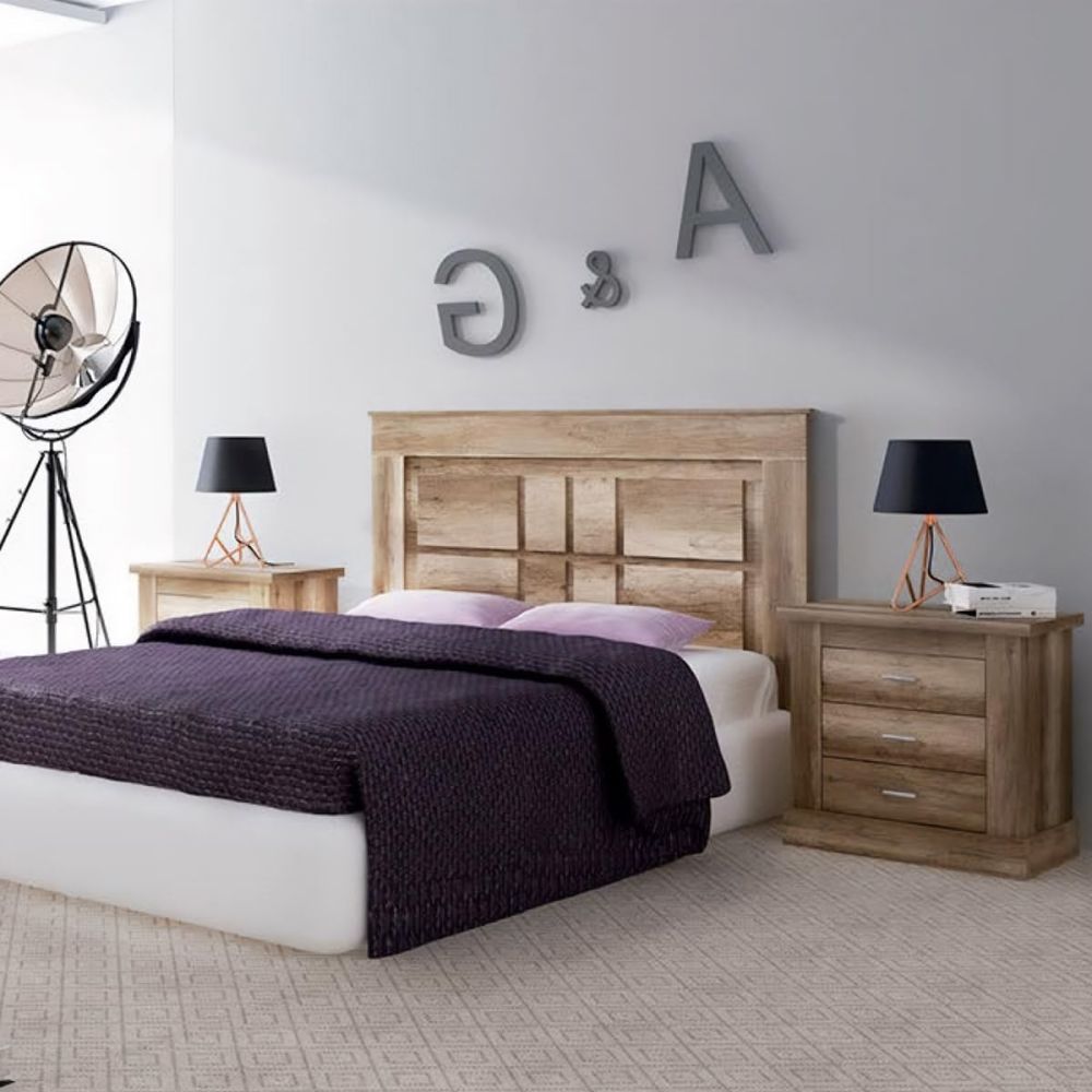 Pack Cabecero Nórdico de 160 x 120 cm + 2 Mesitas de Noche |Práctico y Elegante| Color Cañon (para Cama de 135-140, 150 o 160)