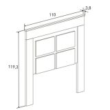 Pack Cabecero de 110 x 120 cm + 1 Mesita de Noche + Sinfonier, Color Cambria y Blanco (para Cama de 135-140 o 160)