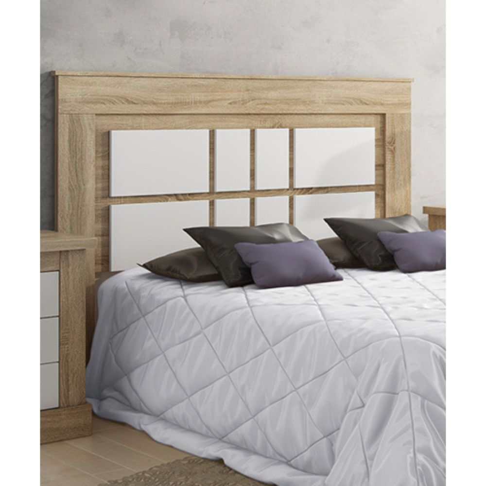 Pack de Dormitorio con Cabecero de 160 x 120 cm + 2 Mesitas de Noche + Sinfonier | Color Cambria y Blanco