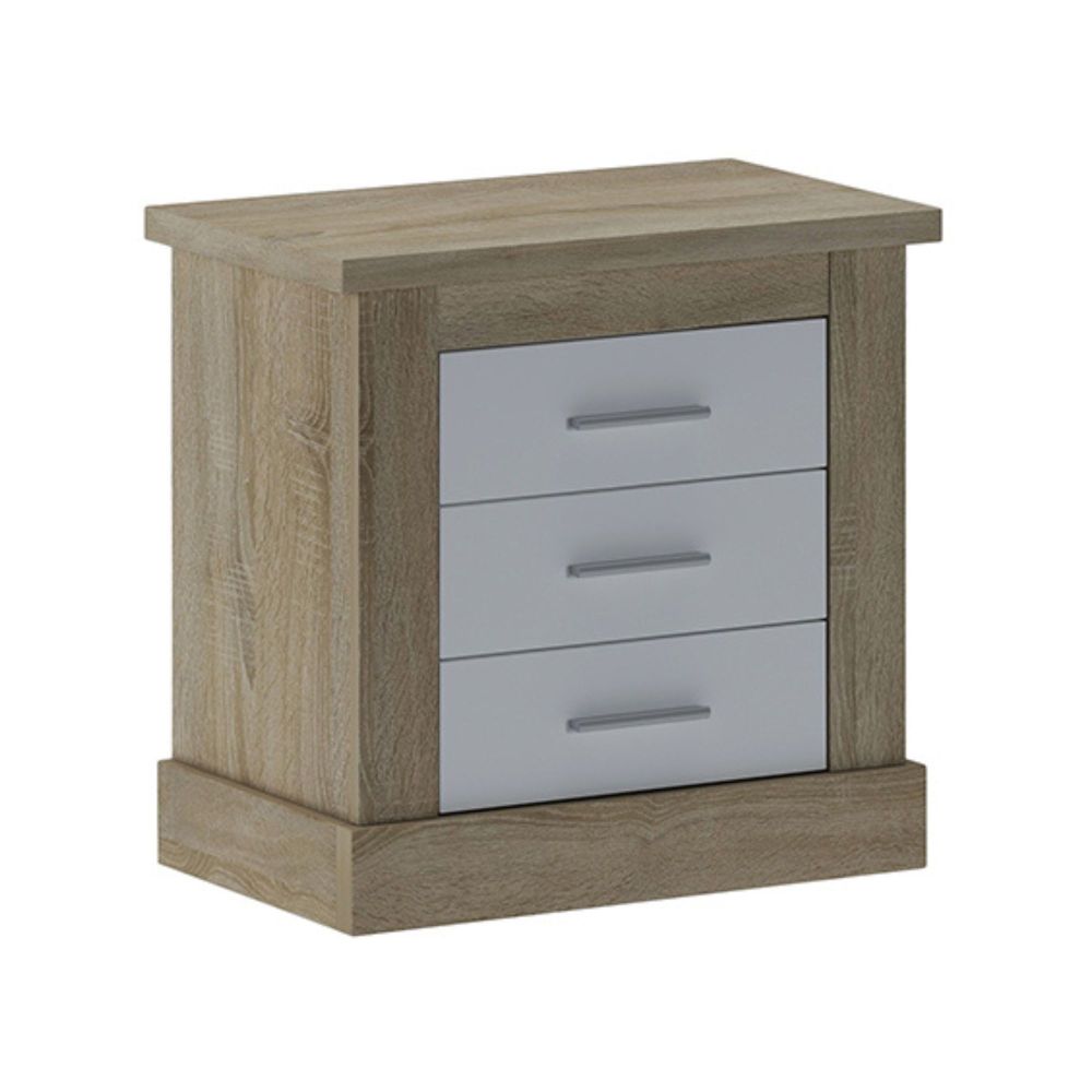 Pack de Dormitorio con Cabecero de 160 x 120 cm + 2 Mesitas de Noche + Sinfonier | Color Cambria y Blanco