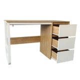 Escritorio Oficina 120 cm con 3 Cajones, Mesa de Ordenador Moderna, Tablero MDF y Melamina, Color Sonoma/Blanco, 120x48x74 cm