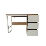 Escritorio Oficina 120 cm con 3 Cajones, Mesa de Ordenador Moderna, Tablero MDF y Melamina, Color Sonoma/Blanco, 120x48x74 cm