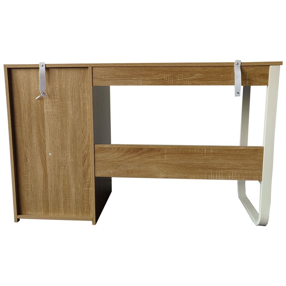 Escritorio Oficina 120 cm con 3 Cajones, Mesa de Ordenador Moderna, Tablero MDF y Melamina, Color Sonoma/Blanco, 120x48x74 cm