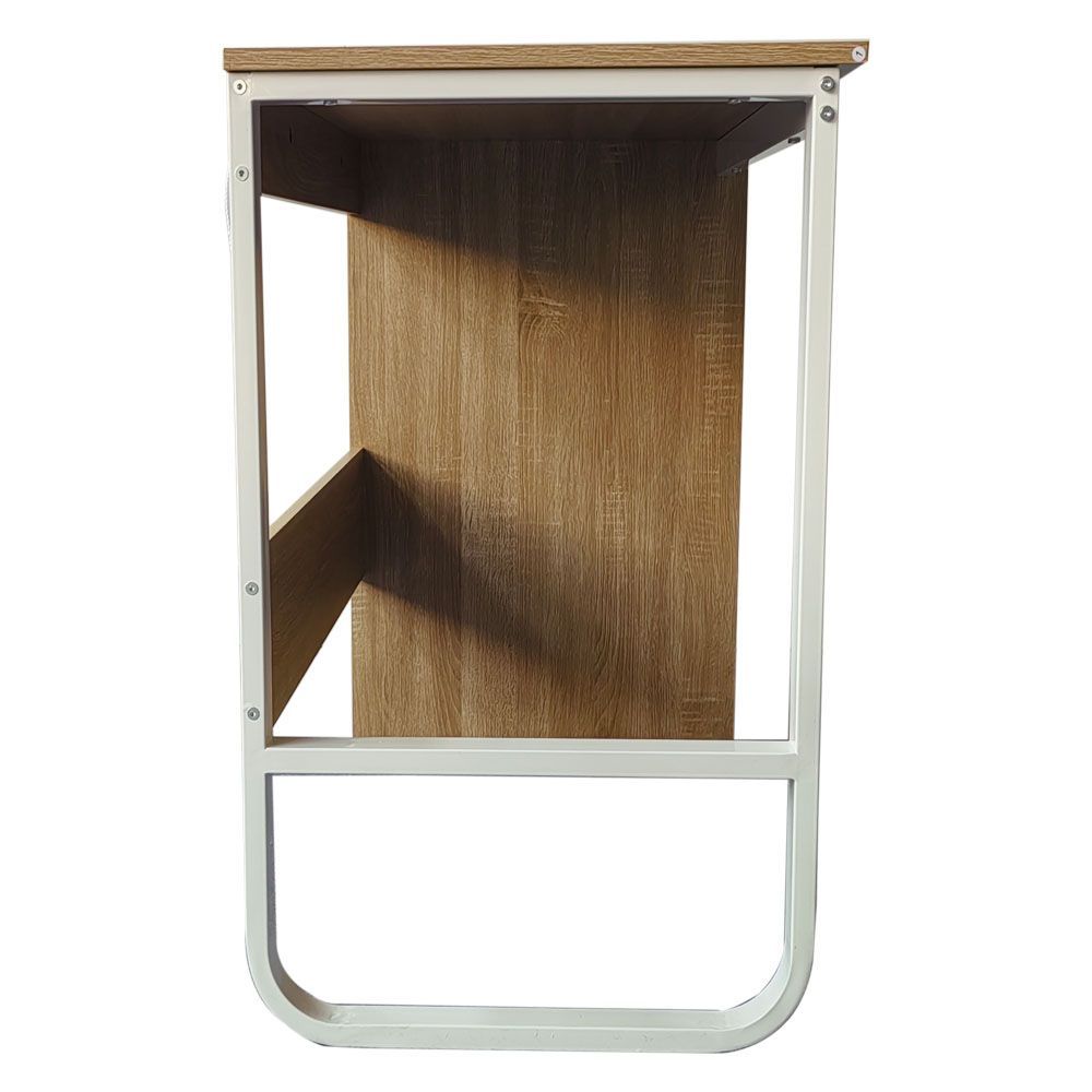 Escritorio Oficina 120 cm con 3 Cajones, Mesa de Ordenador Moderna, Tablero MDF y Melamina, Color Sonoma/Blanco, 120x48x74 cm