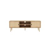 Mueble TV de Ratán en Color Natural 150x39x49 cm - 2 Puertas - Estilo y Durabilidad.